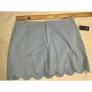 NWT Crown‎ & Ivy Skort Women's 14 Blue Scalloped Hem